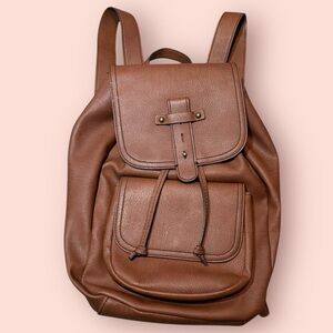 a.n.a (A New Approach) Faux Leather Brown Backpack Purse‎